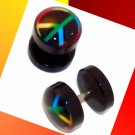 Pair Peace Logo Acrylic Ear Cheater Illusion Fake Plugs 00G Pair Peace Logo Acrylic Ear Cheater Illusion Fake Plugs 00G