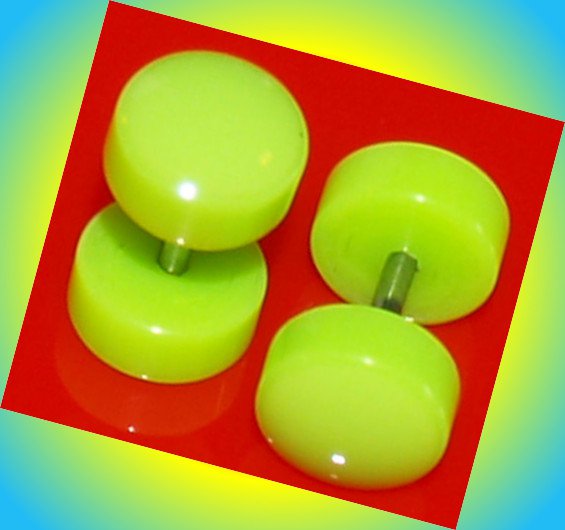 Pair Green Acrylic Cheater Illusion Fake Plugs 7mm 16 Gauge