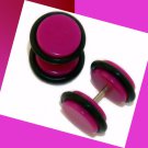 Pair Acrylic Hot Pink Ear Cheater Illusion Fake Plugs 16 Gauges, 10mm Pair Acrylic Hot Pink Ear Cheater Illusion Fake Plugs 16 Gauges, 10mm