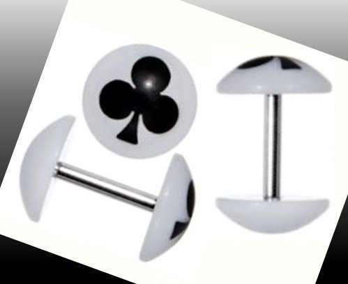 Pair White Acrylic Ear Cheater With Black Clover Illusion Plugs 0G