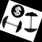 Pair Black Acrylic Cheater With Dollar Sign Illusion Fake Plugs 0G Pair Black Acrylic Cheater With Dollar Sign Illusion Fake Plugs 0G