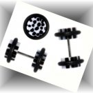Pair White Acrylic Ear Cheater With Black Dots Fake Illusion Plugs 0G Pair White Acrylic Ear Cheater With Black Dots Fake Illusion Plugs 0G