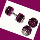 Pair Purple Acrylic Ear Cheater With Clear CZ Illusion Plugs 0 Gauges Pair Purple Acrylic Ear Cheater With Clear CZ Illusion Plugs 0 Gauges