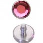 Pink CZ Dermal Anchor Top Piercing for 14G bases, Disc 3.6mm