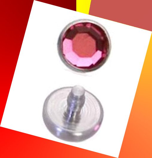 Pink CZ Dermal Anchor Top Piercing for 14G bases, Disc 3.6mm