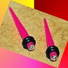 Pair 6G, 4mm Acrylic Pink Ear Taper Expander Stretching W Clear CZ GaugesPlugs Pair 6G, 4mm Acrylic Pink Ear Taper Expander Stretching W Clear CZ GaugesPlugs