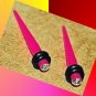 Pair 6G, 4mm Acrylic Pink Ear Taper Expander Stretching W Clear CZ GaugesPlugs