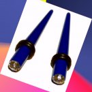 Pair 2G 6mm Clear Cz Blue Acrylic Ear Taper Expander Stretcher Gauges Plugs