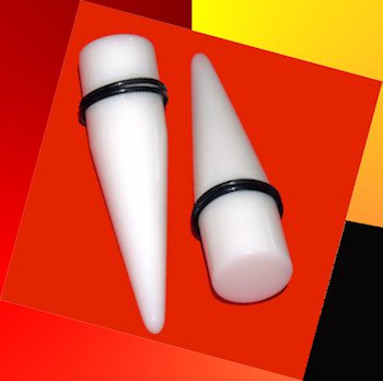 Pair 9/16 14mm White Ear Taper Expanders Stretchers Gauges Plugs