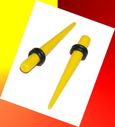 Pair 4G 5mm Yellow Acrylic Straight Ear Taper Ear Expander Ear Stretcher Plugs