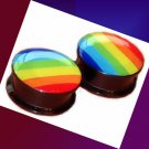 Pair 22mm Acrylic Gay Pride Rainbow Ear Plugs 7/8 Gauges Screw On Fit Pair 22mm Acrylic Gay Pride Rainbow Ear Plugs 7/8 Gauges Screw On Fit