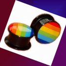 Pair Acrylic Gay Pride Rainbow Ear Plugs 9/16 Gauges 14mm Screw On Pair Acrylic Gay Pride Rainbow Ear Plugs 9/16 Gauges 14mm Screw On