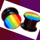 Pair Acrylic Gay Pride Rainbow Ear Plugs 00G Gauge 10mm Screw Fit Pair Acrylic Gay Pride Rainbow Ear Plugs 00G Gauge 10mm Screw Fit