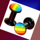 Pair Acrylic Gay Pride Rainbow Ear Plugs 8G Gauge 3.2mm Screw Fit Pair Acrylic Gay Pride Rainbow Ear Plugs 8G Gauge 3.2mm Screw Fit