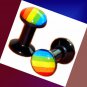 Pair Acrylic Gay Pride Rainbow Ear Plugs 8G Gauge 3.2mm Screw Fit