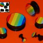 Pair Acrylic Gay Pride Rainbow Ear Plugs 8G Gauge  3.2mm Screw Fit