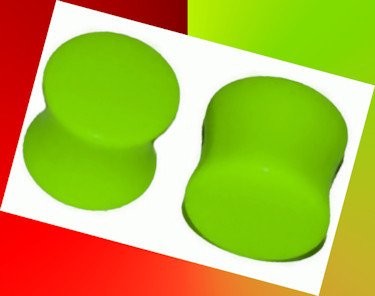 Pair UV Green Acrylic Saddle Ear Plugs 7/16" Gauges 11.81mm