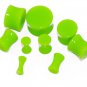 Pair 0G UV Green Acrylic Saddle Ear Plugs Gauges 8mm
