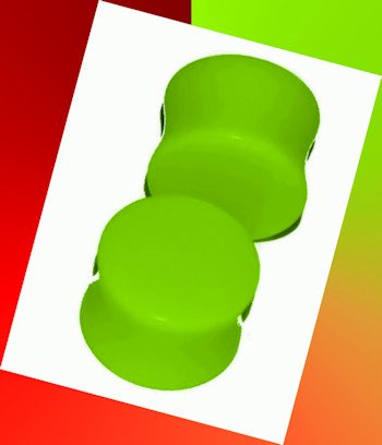 Pair 14mm UV Acrylic Green Saddle Ear Plugs 9/16" Gauge