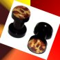 Pair 6G Black Acrylic Comando Ear Plugs 4mm Gauges Screw on
