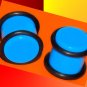 Pair Blue Turquoise Acrylic Ear Plugs 7/16 Gauges 11.2mm W Grooved O-Rings