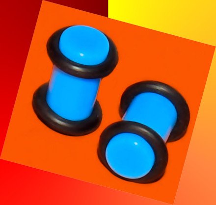 Pair 2G Blue Turquoise Acrylic Ear Plugs 6mm Gauge With Groove O-Rings