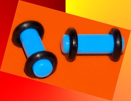 Pair 6G Blue Turquoise Acrylic Saddle Ear Plugs 4mm Gauges W Grooved O-Rings