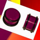 Pair 16mm Purple Acrylic Saddle Ear Plugs 5/8 Gauge Grooved O-Rings