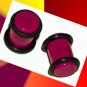 Pair 0G Purple Acrylic Saddle Ear Plugs 8mm Gauge w Grooved O-Rings