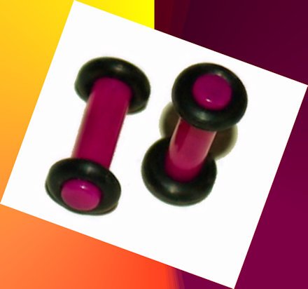 Pair 8G Purple Acrylic Saddle Ear Plugs Gauge 3.2mm With Grooved O-Rings