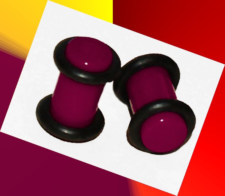 Pair 2G Purple Acrylic Saddle Ear Plugs 6mm Gauge W Grooved O-Rings