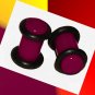 Pair 2G Purple Acrylic Saddle Ear Plugs 6mm Gauge W Grooved O-Rings