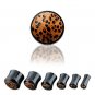 Pair 1/2  12.7mm Buffalo Horn Saddle Ear Plugs with Solid Coco Inlay Gauge