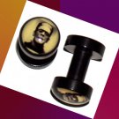Pair 8G Acrylic Black Frankenstein Saddle Ear Plugs 3.2mm Gauge Screw on Pair 8G Acrylic Black Frankenstein Saddle Ear Plugs 3.2mm Gauge Screw on