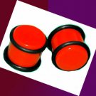 Pair Red Acrylic Saddle Ear Plugs 1/2 12.7mm With Grooved O-Rings Pair Red Acrylic Saddle Ear Plugs 1/2 12.7mm With Grooved O-Rings