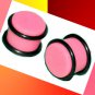 Pair Pink Acrylic Flesh Ear Plugs 9/16 14mm Gauge With Grooved O-Rings