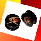 Pair 18mm Black Acrylic Betty Boop Ear Plugs 11/16 Gauge Screw On Pair 18mm Black Acrylic Betty Boop Ear Plugs 11/16 Gauge Screw On