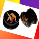Pair 1/2 Black Acrylic Betty Boop Ear Plugs 12.7mm Gauges Screw On Pair 1/2 Black Acrylic Betty Boop Ear Plugs 12.7mm Gauges Screw On