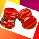Pair 00G 10mm Red Double Flared Plugs Saddle Ear Stretching Piercing Gauge