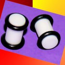 Pair 2G White Acrylic Saddle Flesh Plugs 6mm Gauge with O-Rings Pair 2G White Acrylic Saddle Flesh Plugs 6mm Gauge with O-Rings