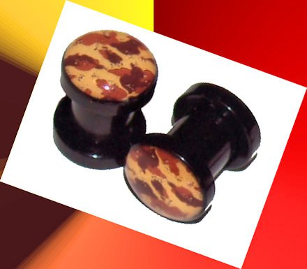 Pair 2G Black Acrylic Comando Ear Plugs 6mm Gauge  Screw On