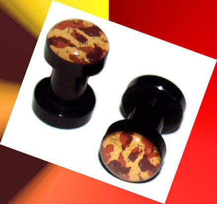 Pair 6G Black Acrylic Comando Ear Plugs 4mm Gauges Screw on
