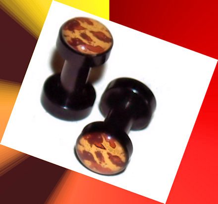 Pair 8G Black Acrylic Comando Ear Plugs 3.2mm Gauge Screw On