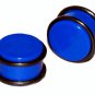 Pair 17mm Blue Acrylic Ear Plugs 11/16 Gauge With Groove O-Rings