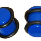 Pair 00G Blue Acrylic Saddle Plugs 10mm Gauge With Groove O-Rings Pair 00G Blue Acrylic Saddle Plugs 10mm Gauge With Groove O-Rings