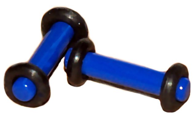 Pair 10G Blue Acrylic Saddle Ear Plugs 2.5mm Gauge With Groove O-Rings