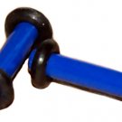 Pair 10G Blue Acrylic Saddle Ear Plugs 2.5mm Gauge With Groove O-Rings