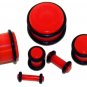 Pair 10G Red Acrylic Saddle Ear Plugs Gauge 2.5mm With Grooved O-Rings