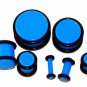Pair Blue Turquoise Acrylic Ear Plugs 1/2 Gauges 12.7mm W Grooved O-Rings