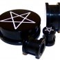 Pair 00G Black Acrylic David Star Flesh Ear Plugs 9mm Gauges Screw on